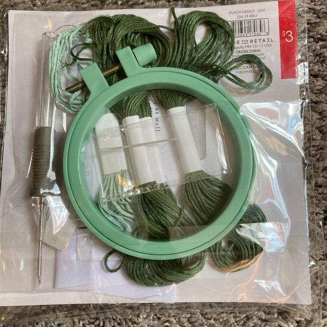 green leaves punch needle kit. brand new never - Depop