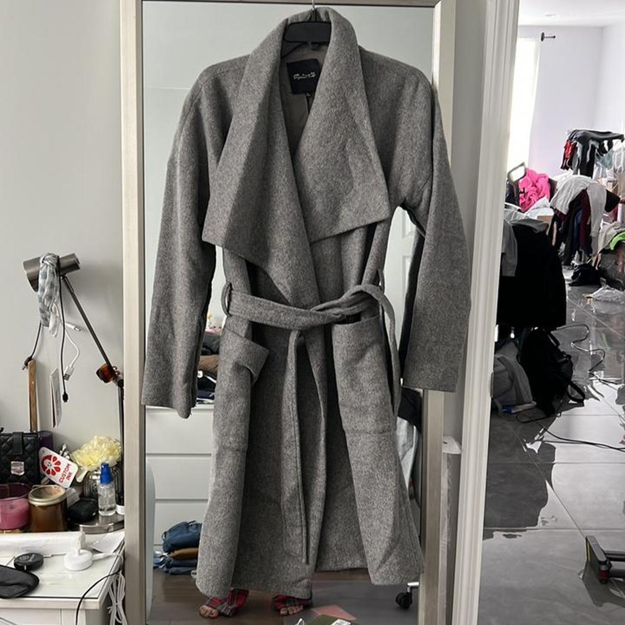 Zara grey wrap on sale coat