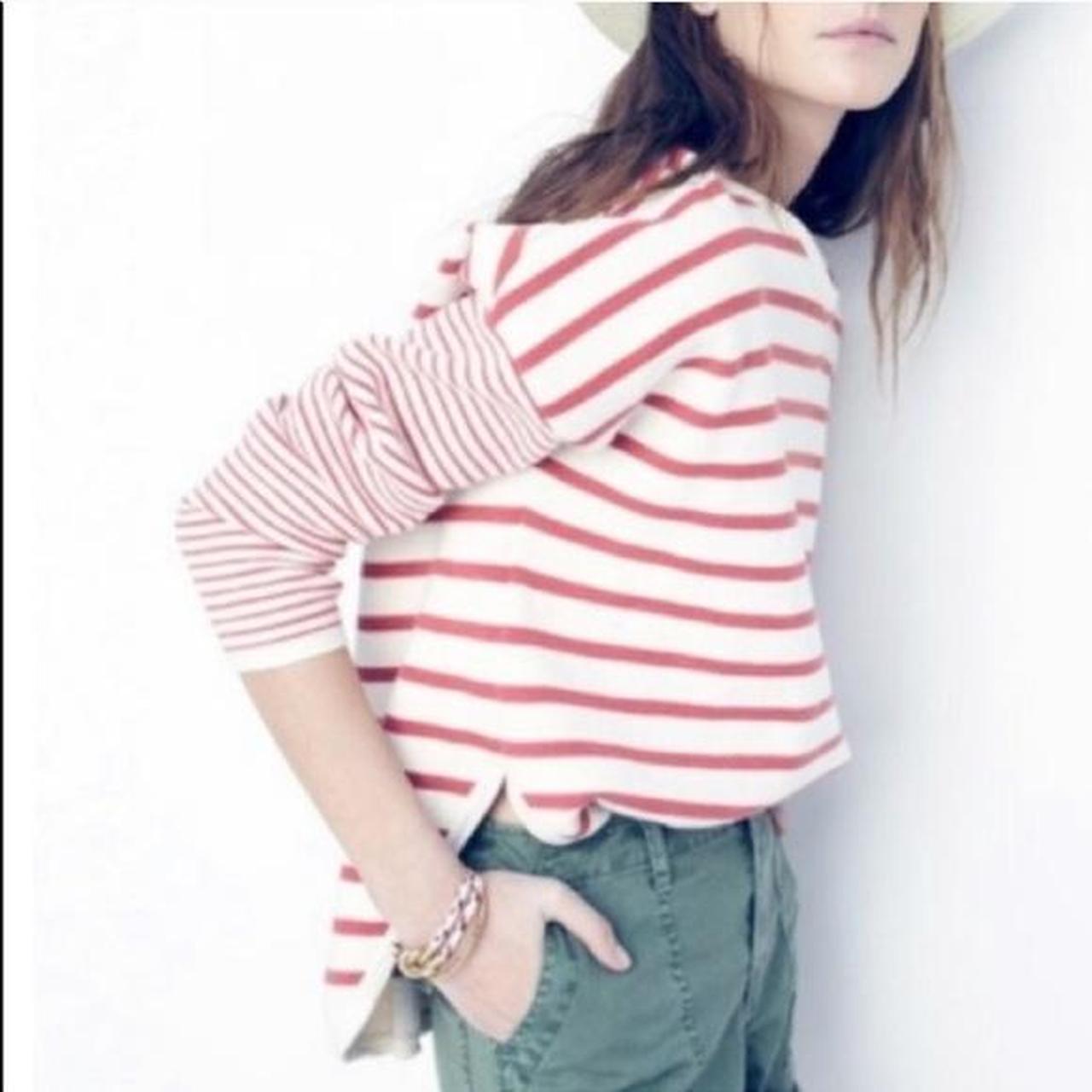 Madewell striped curve hem sweater top wool/ Depop