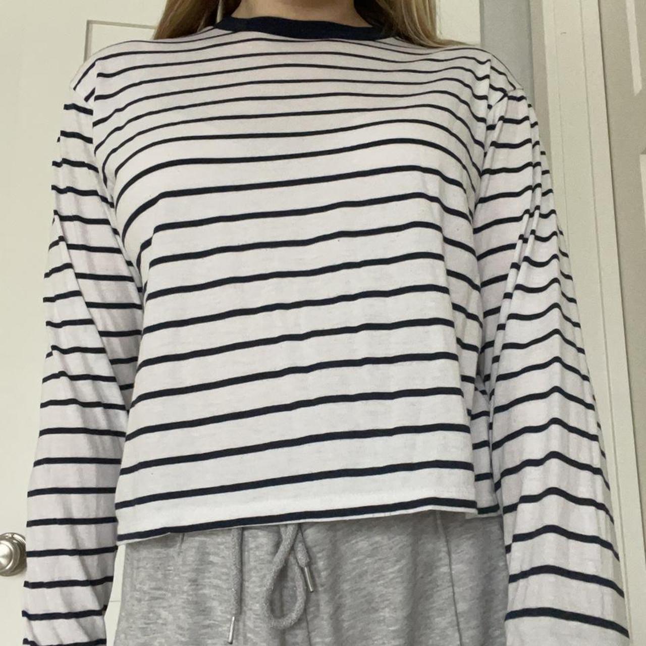 brandy melville white and blue striped - Depop