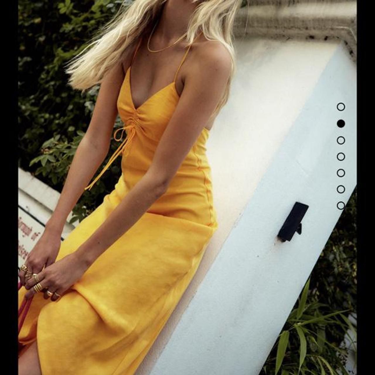 Zara yellow satin mini dress Worn once ...