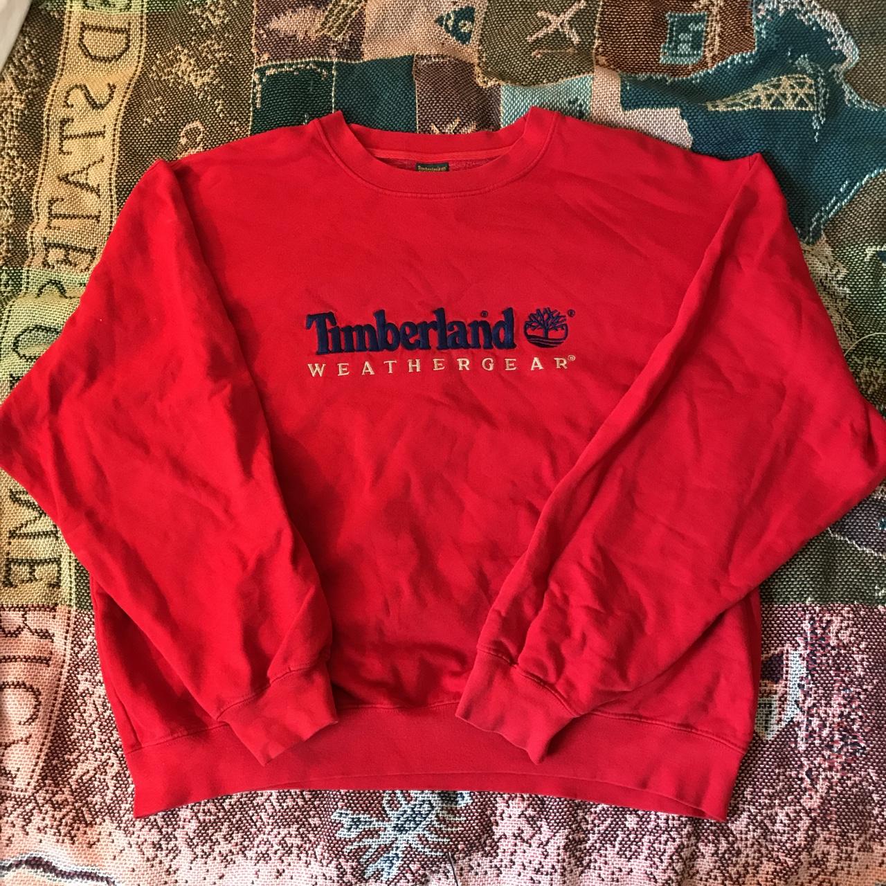 Xl timberland vintage jumper no fading - Depop