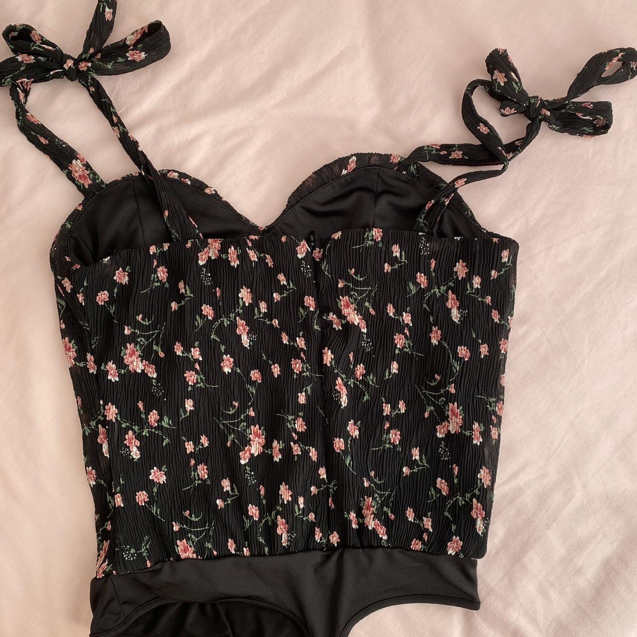 Women's Pink And Black Bodysuit 