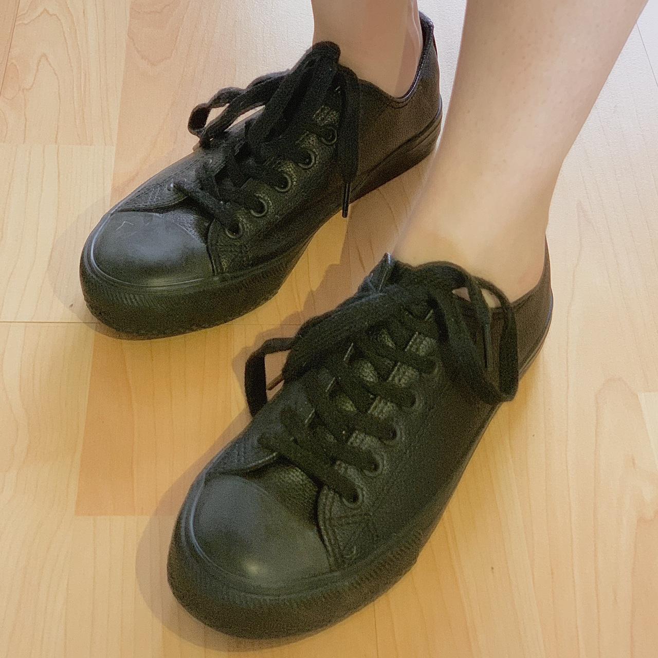 Black Leather Primark Trainers UK Size 3 Can fit... Depop