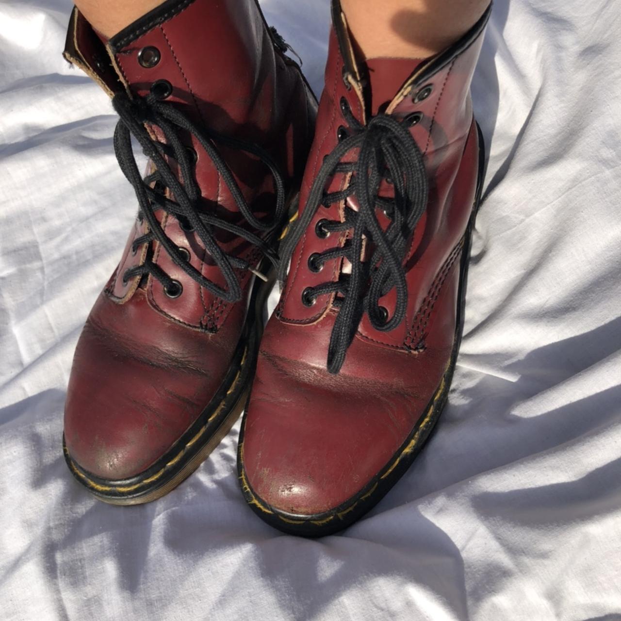 FLYEST vintage Doc Martens in dark red burgundy... - Depop