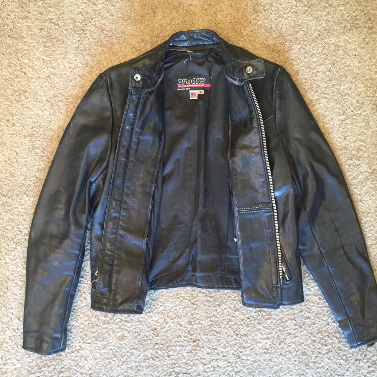 Awesome vintage Cafe style Brooks leather jacket.... - Depop