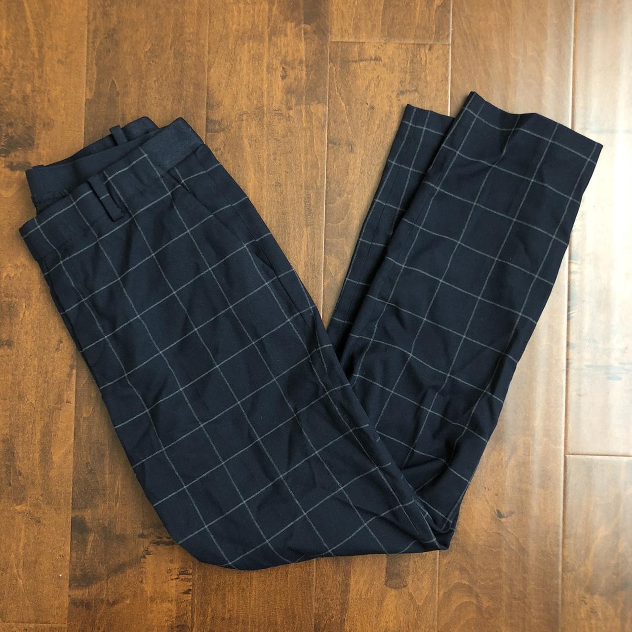 navy and white grid check plaid pants from h m great