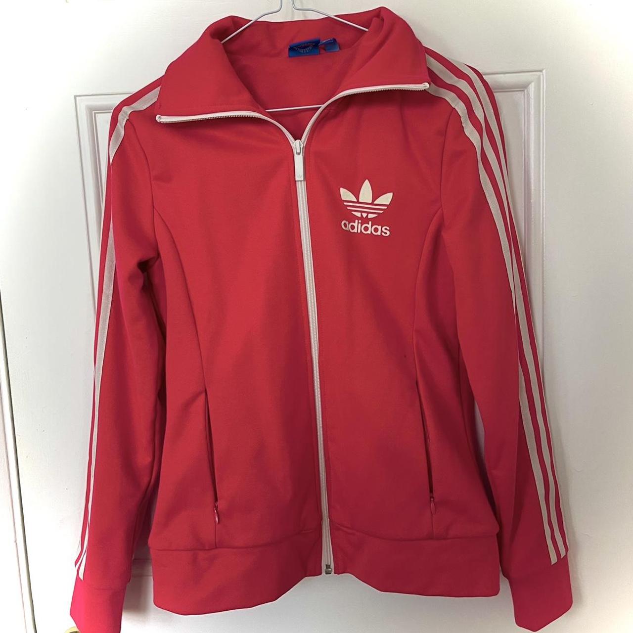 Hot pink genuine retro Adidas zip up jacket with... - Depop