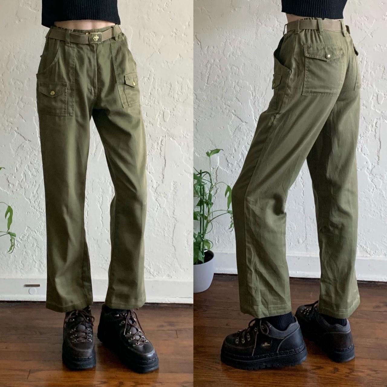 vintage boy scouts pants lightweight khaki army... Depop