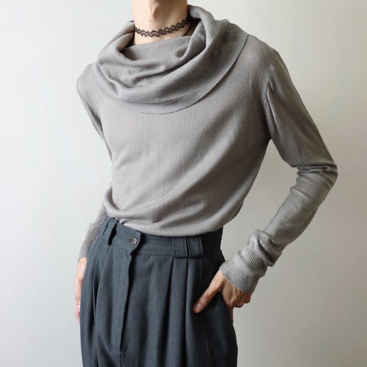 vintage grey sweater lightweight grey... - Depop
