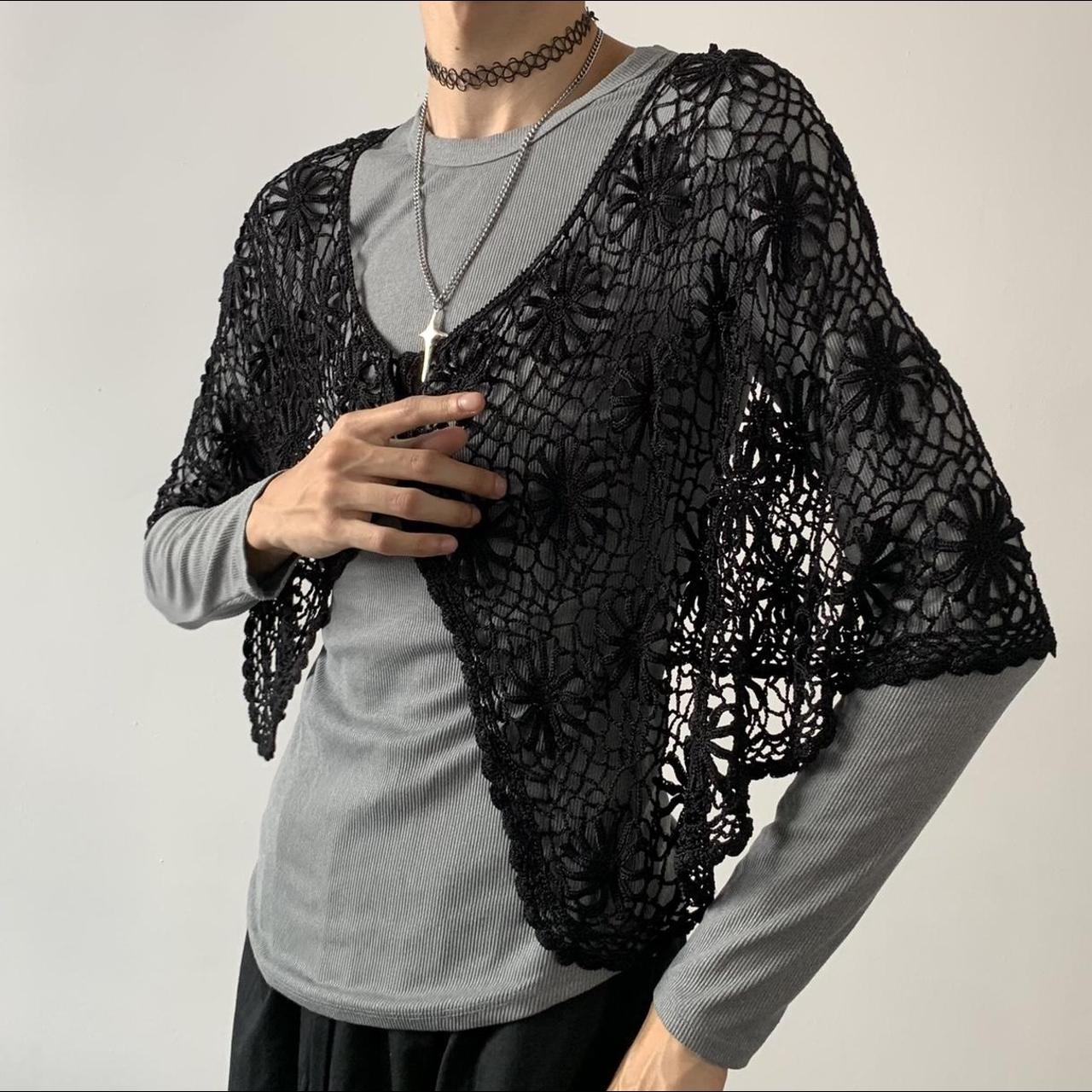 Black Crochet Shawl Black Lace Crochet Wrap Around Depop 7386