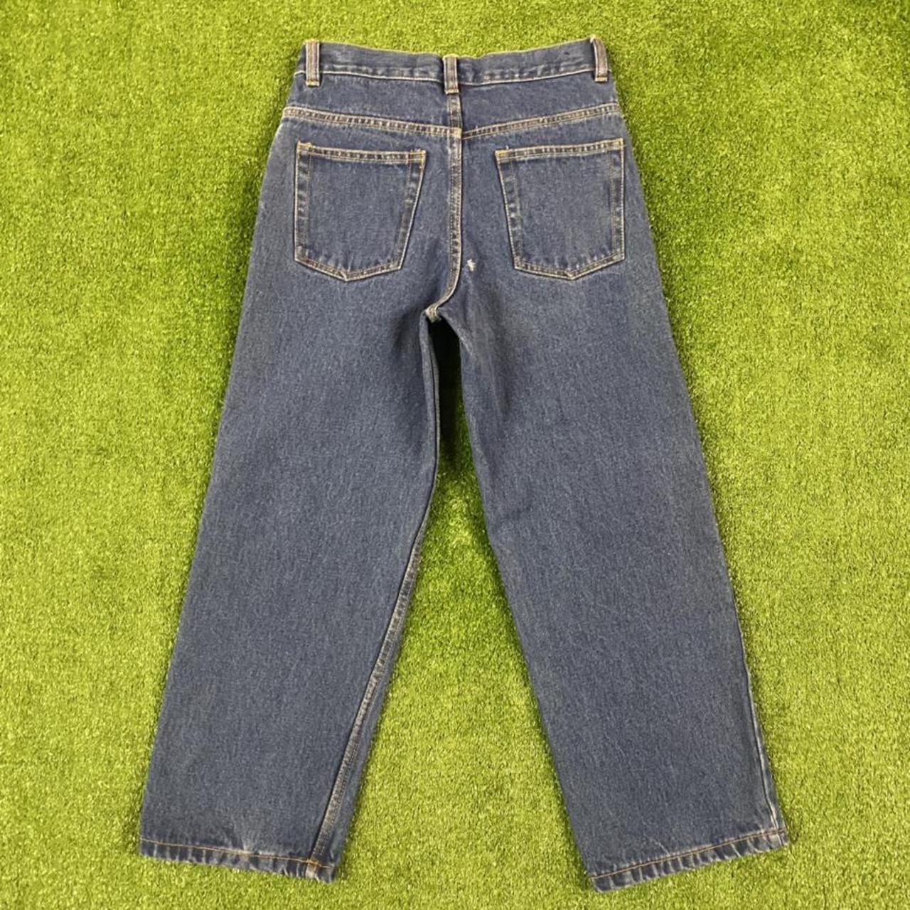 Y2K baggy wide leg blue jeans by Basic... - Depop