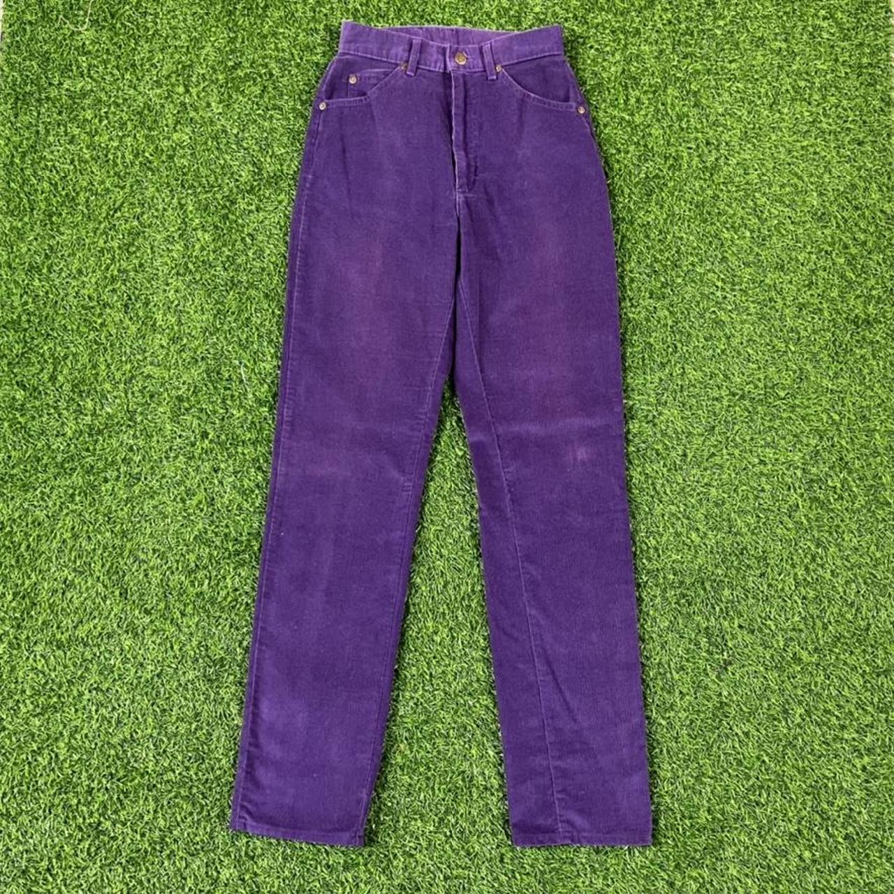 Vintage 90s purple corduroy high waisted jeans by... - Depop