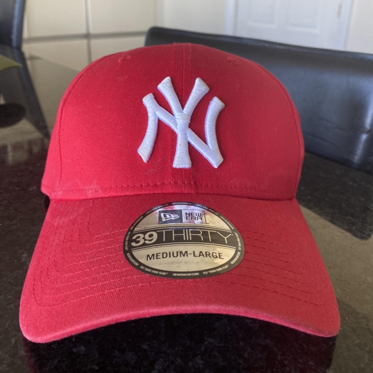 Red medium-large new era baseball cap - Depop