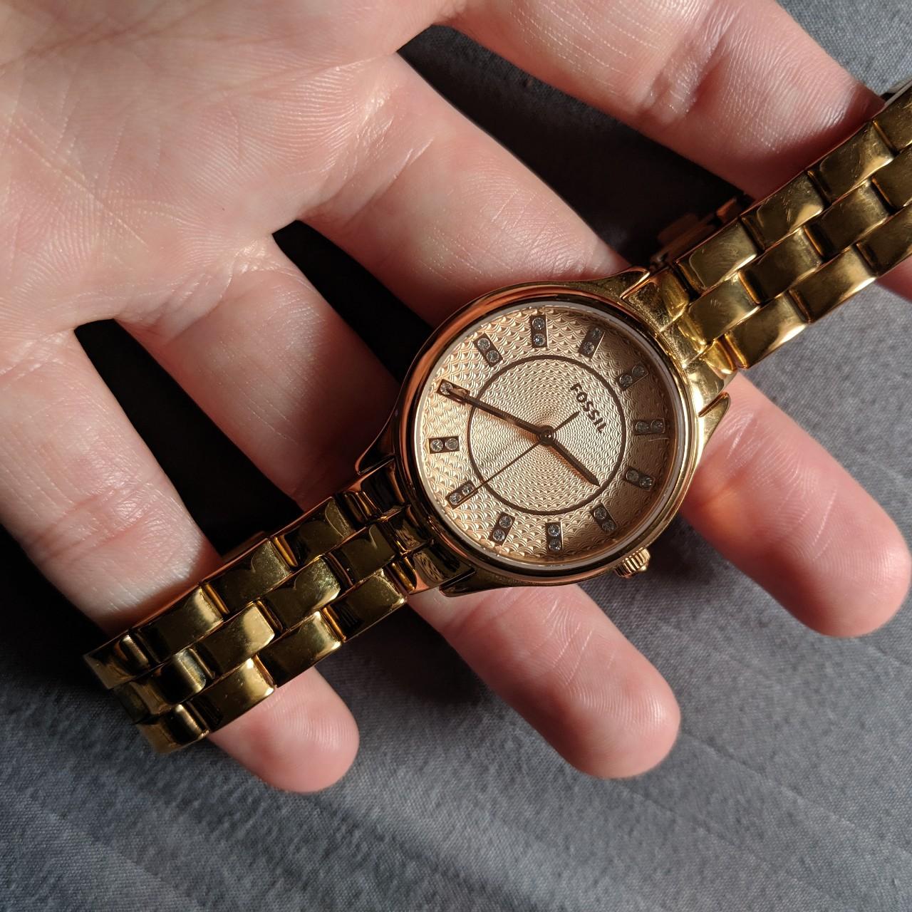 Gold Fossil 14mm watch with rose gold Depop