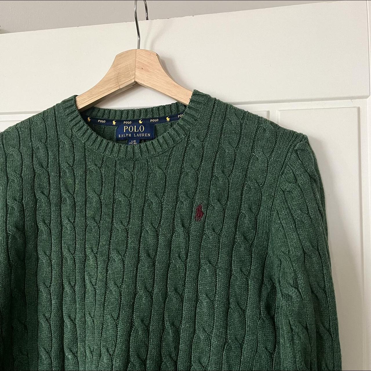 The cutest Ralph Lauren cable knit jumper in green -... - Depop