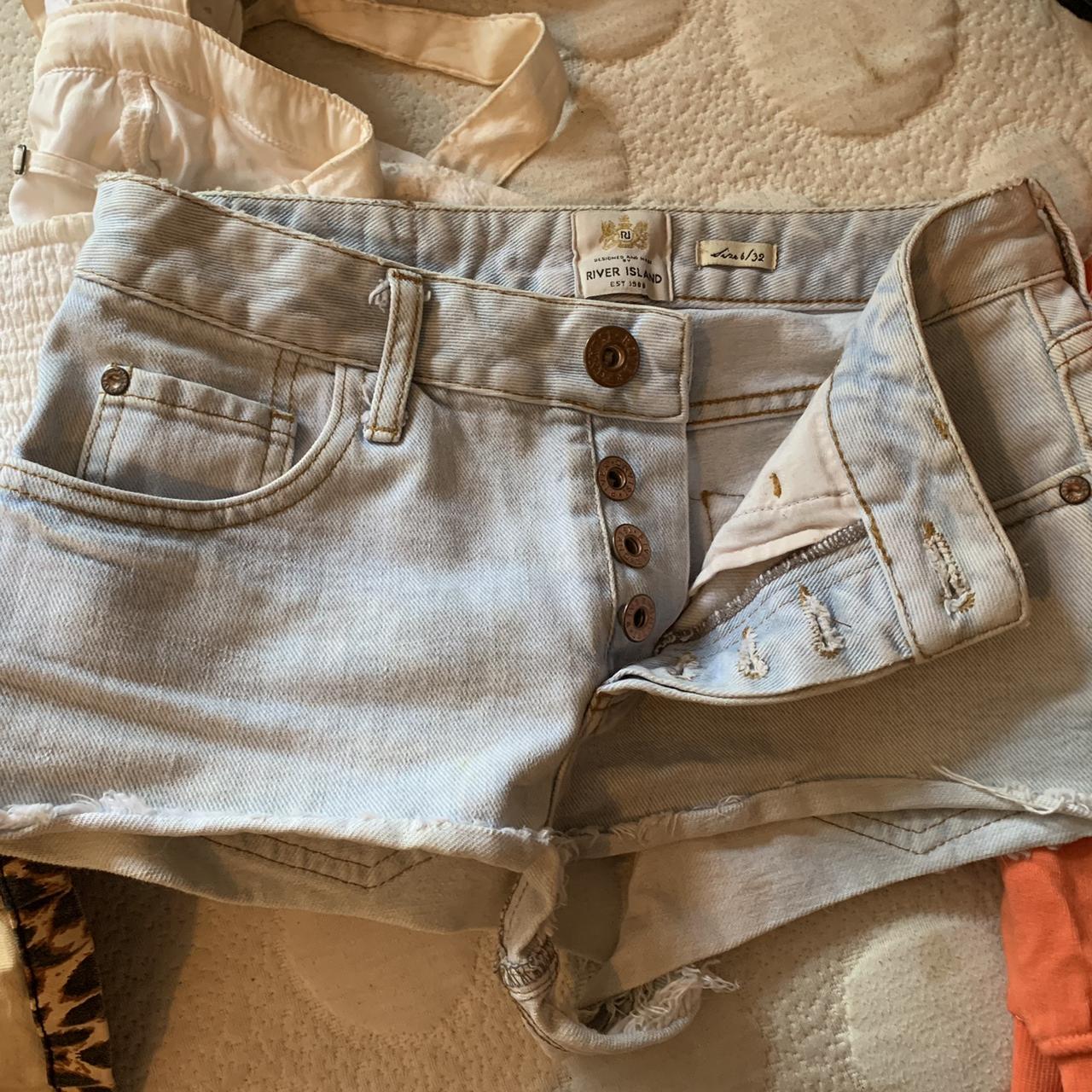 River island denim wash shorts Extremely short... Depop