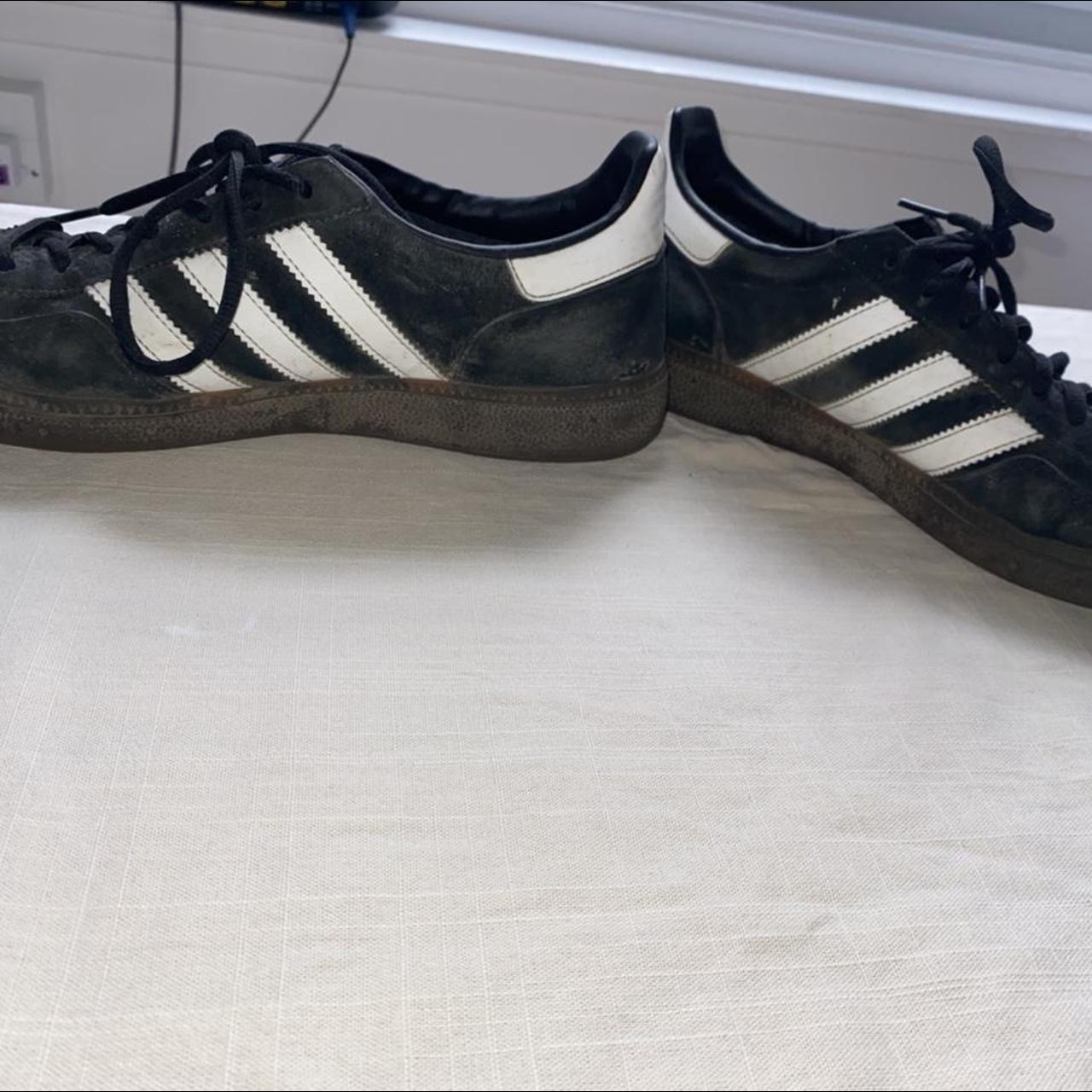 Black and white adidas specialz, in good condition,... - Depop