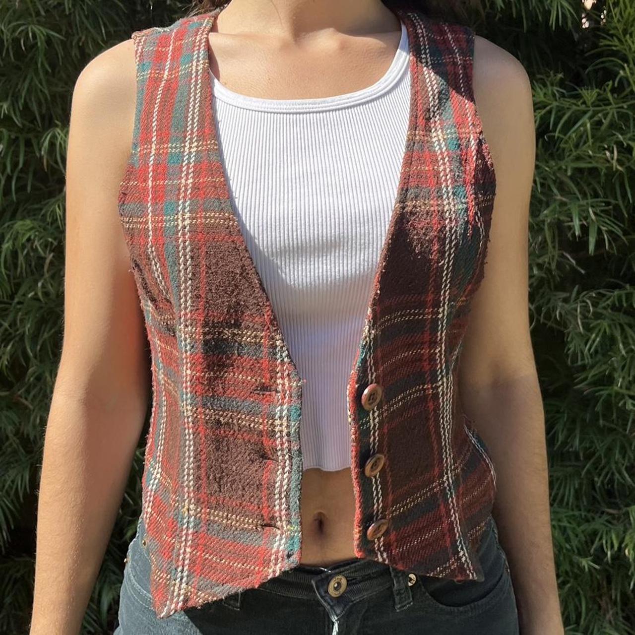 Vintage 1970s plaid wool vest. The colors are... Depop