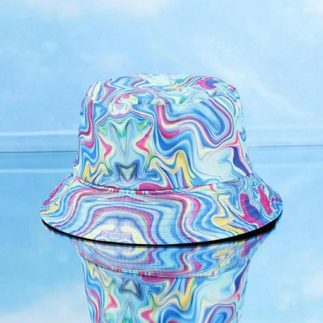 Men's Pink and Blue Hat Depop