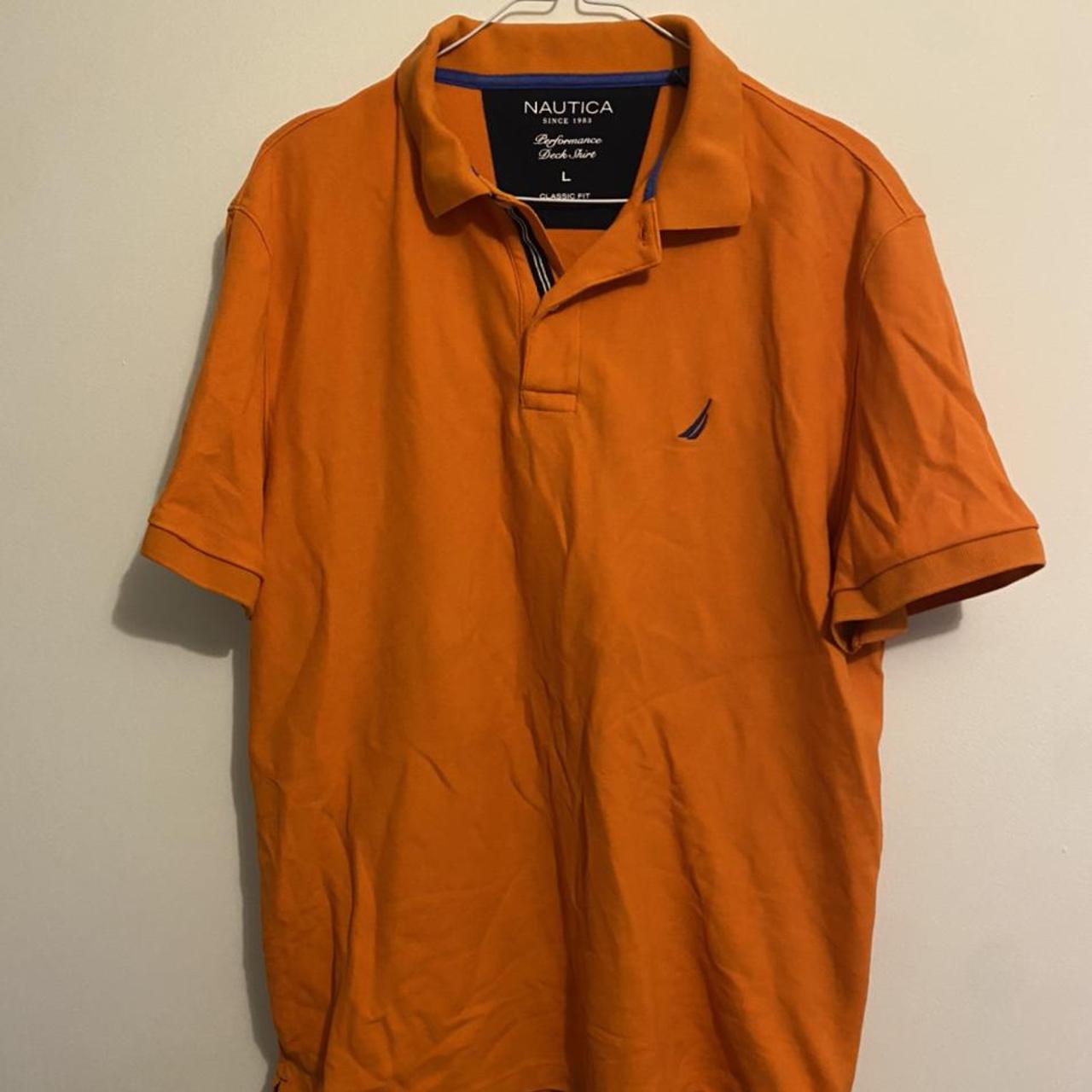 Nautica orange men’s polo shirt classic fit Men’s... - Depop