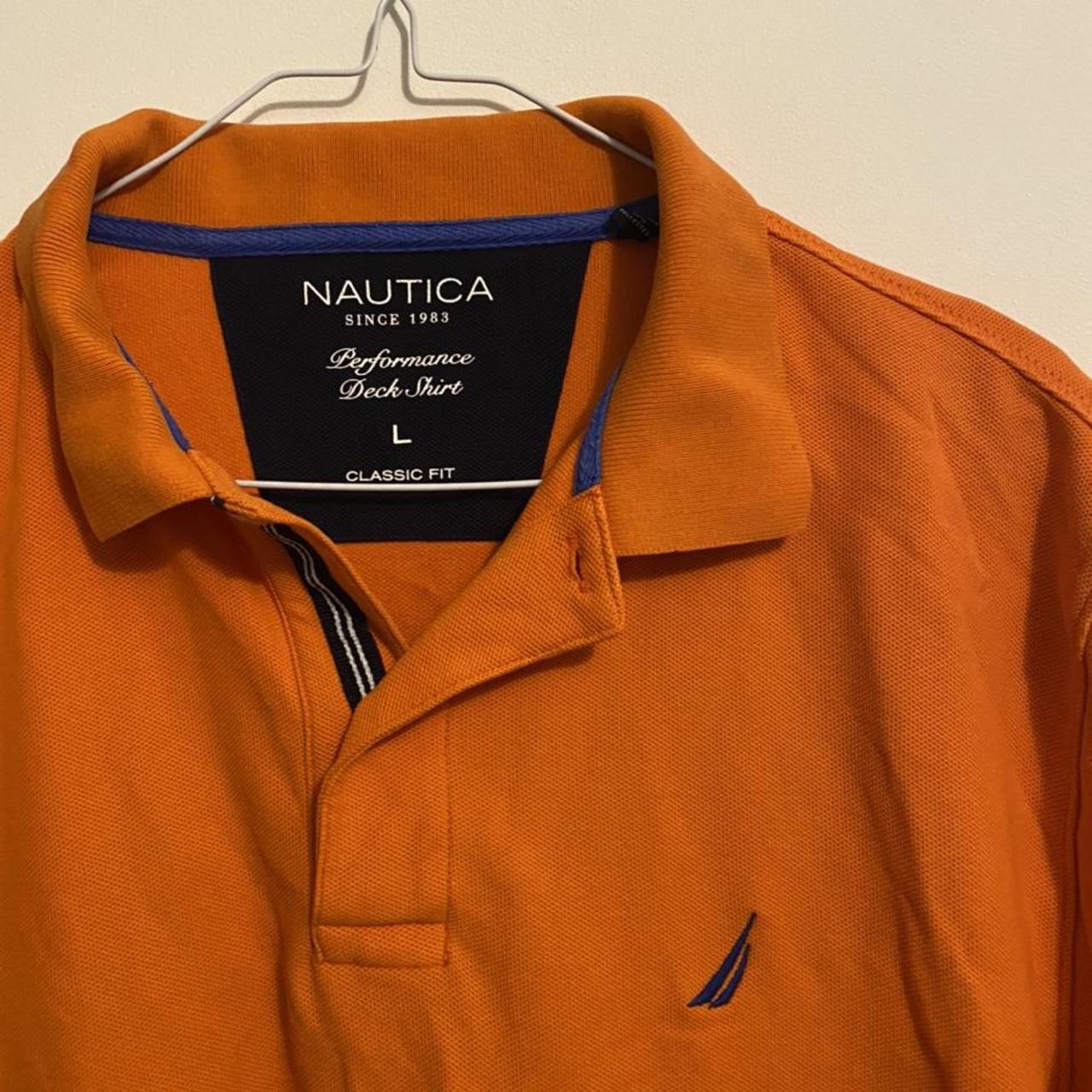 Nautica orange men’s polo shirt classic fit Men’s... - Depop