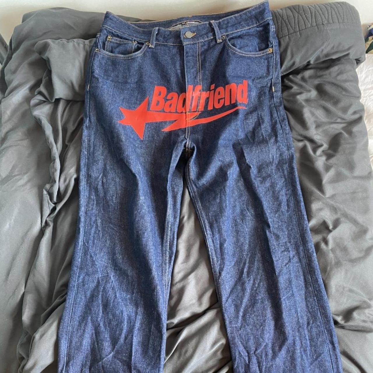 Badfriend Jeans 34W 34L Navy/Red Baggy fit Worn but... Depop