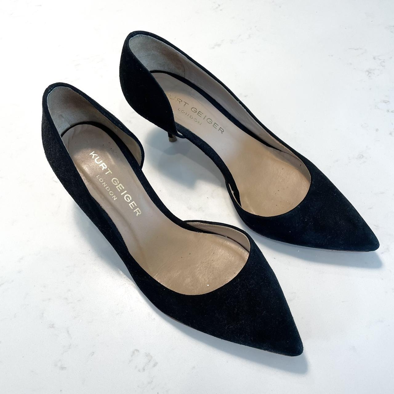 Kurt Geiger black velvet heeled pumps, size 8.5... - Depop