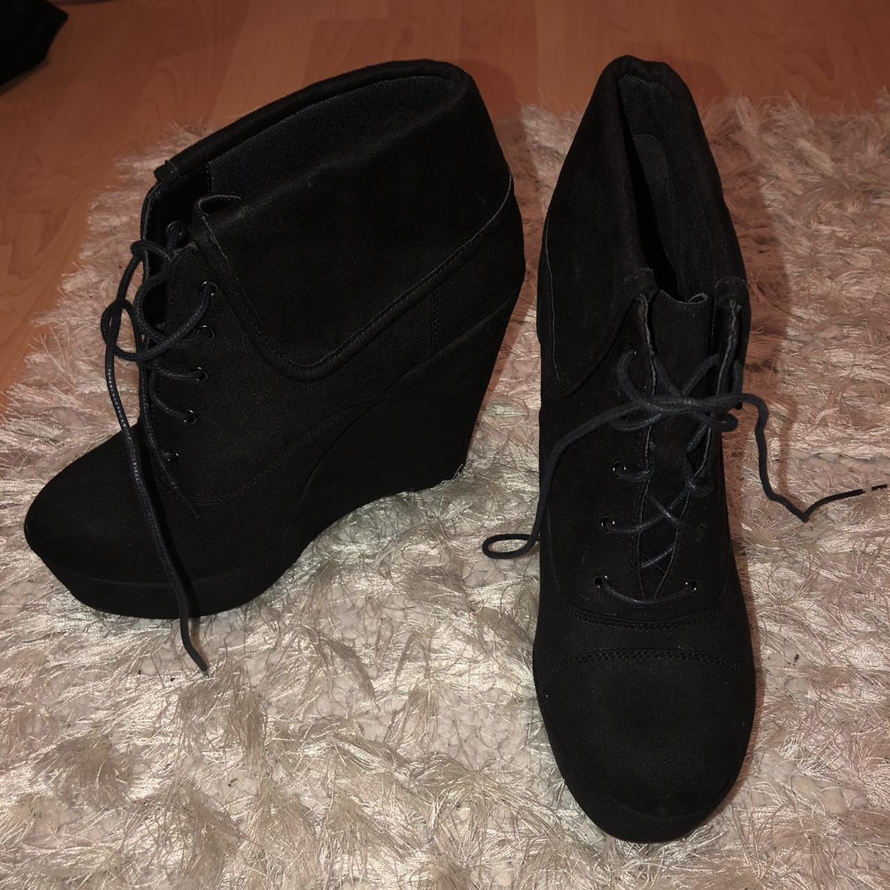 New look black wedge boots shops