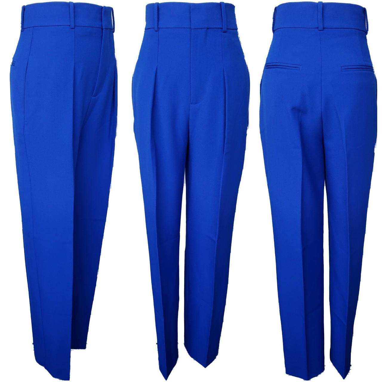 HIGH WAISTED ROYAL BLUE DRESS TROUSERS Size... - Depop