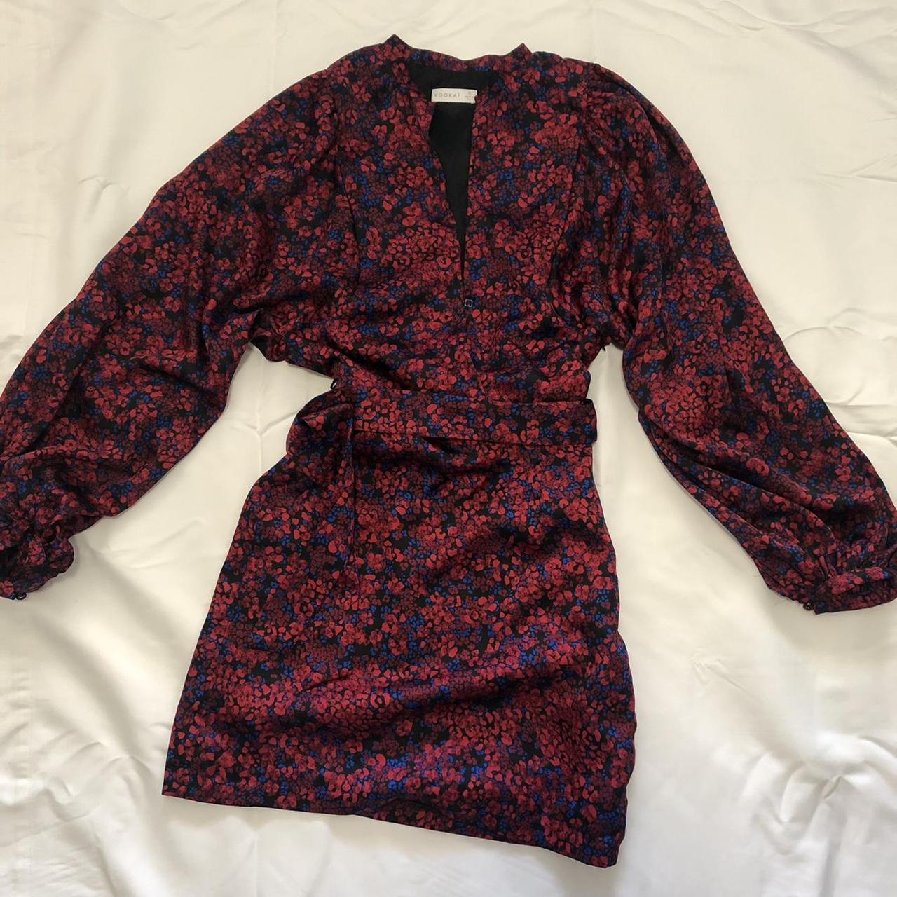 Kookai floral long sleeve satin mini dress Size 36... Depop