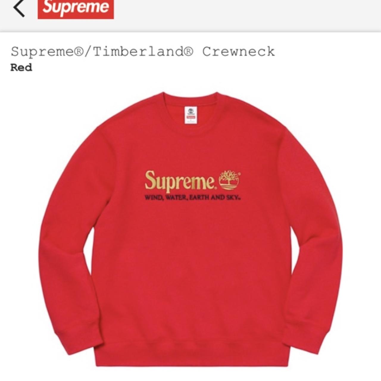 Supreme timberland best sale crewneck red