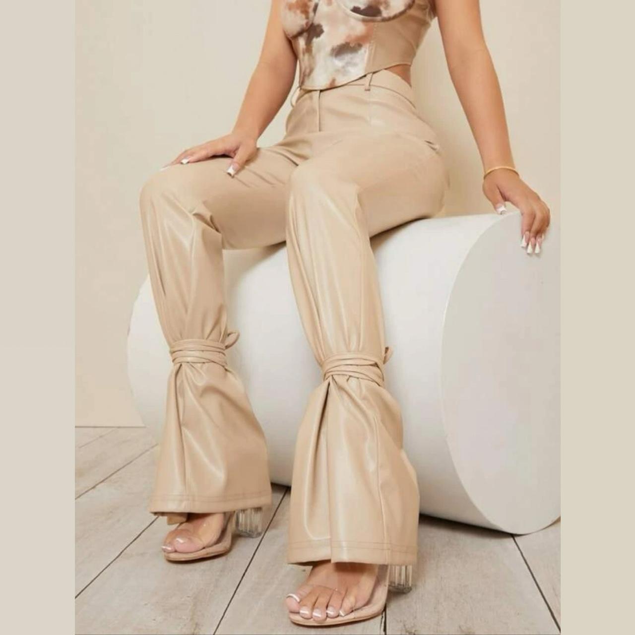 Cream colored leather deals pants