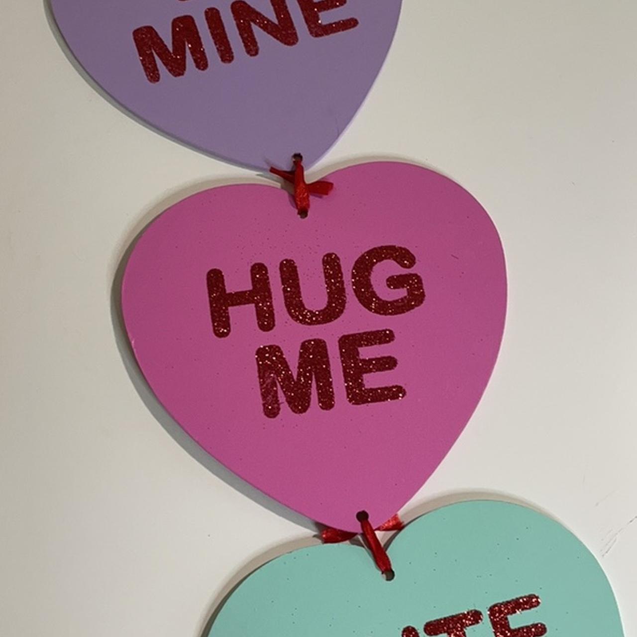 Candy hearts wall decor. Never used. Wood wall... Depop