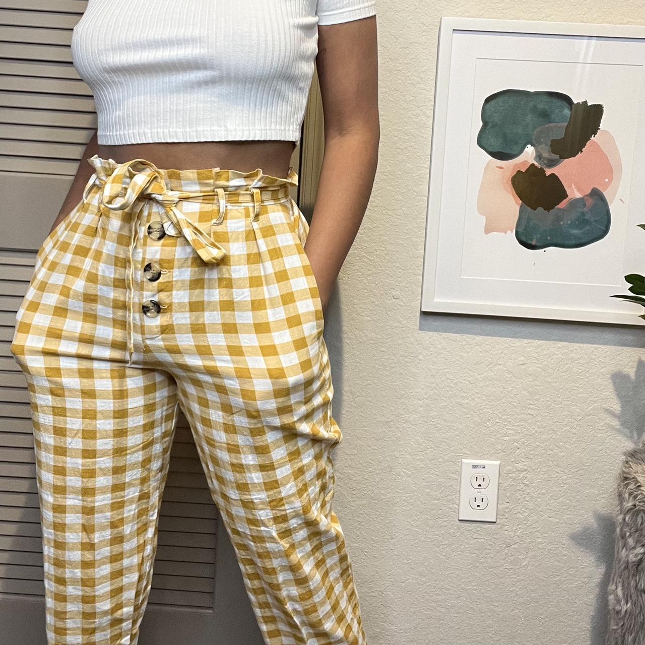 Plaid pants best sale womens yellow