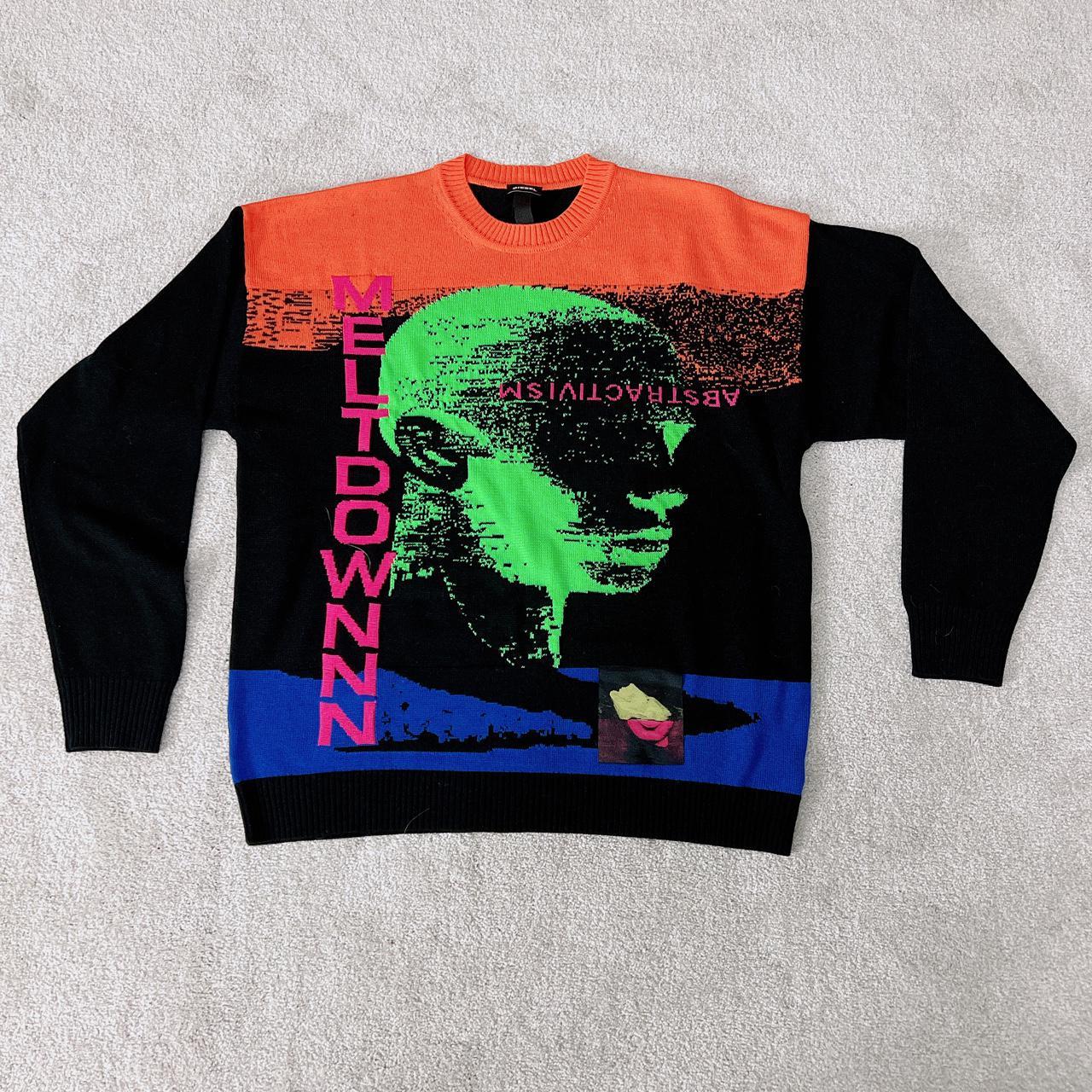 Diesel Jacquard Neon Graphic Knit Sweater. EUC... Depop