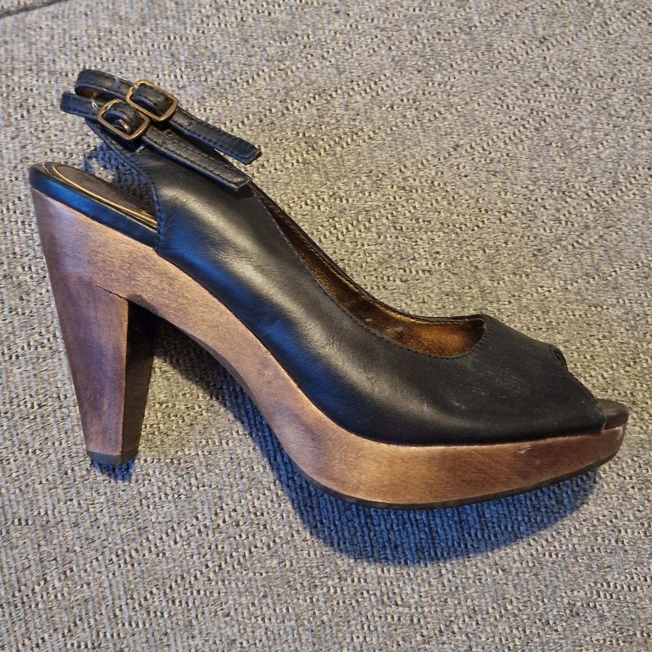 Next black peep toe block heels size 4 worn a couple... Depop