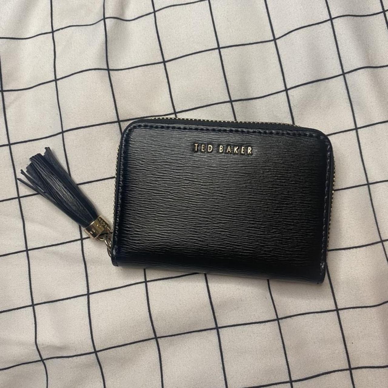 Ted Baked gold trim black faux leather small purse... Depop