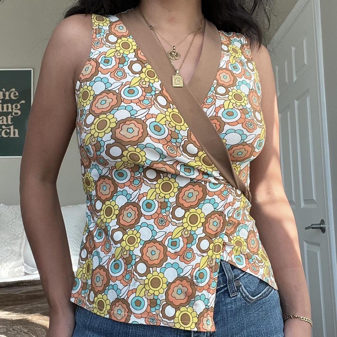 70’s inspired tank top 🧡 ️💜🤍🤎 Cute and comfy tank... - Depop