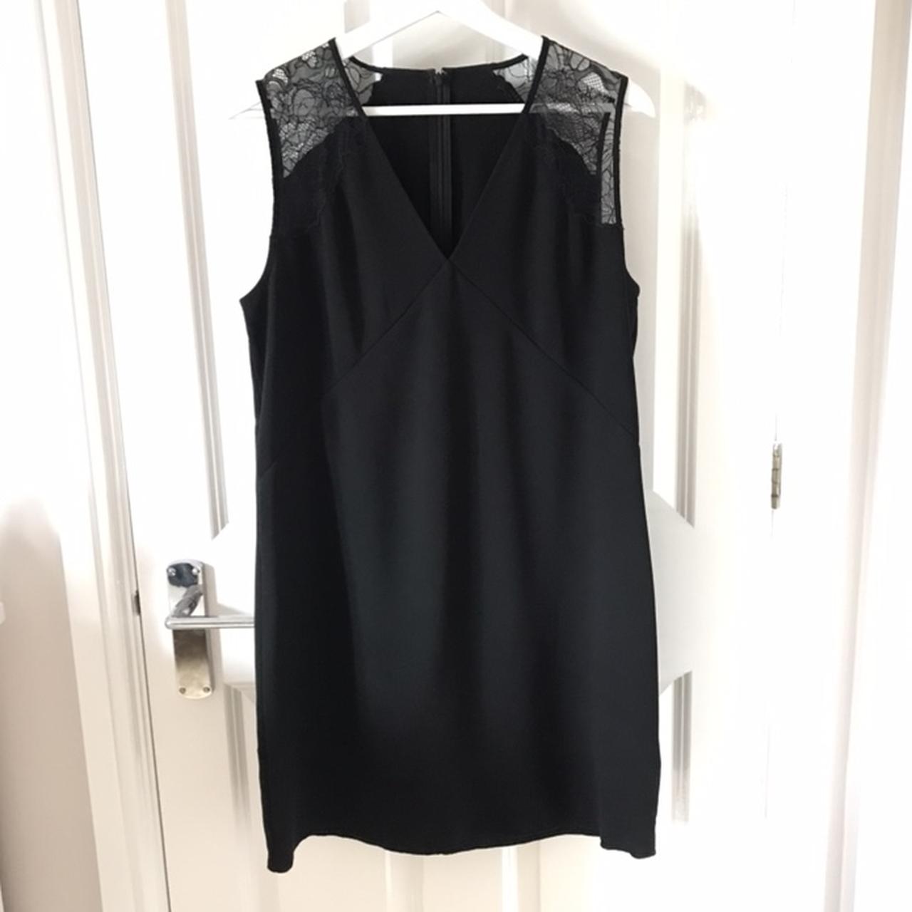 All Saints size 12 black shift dress with lace... - Depop