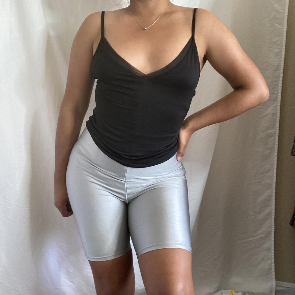 Silver Metallic Cycling Shorts 🚴🏼‍♀️ These silver bike - Depop