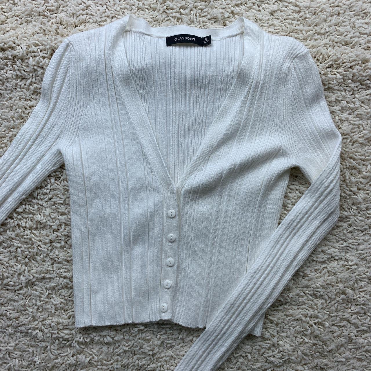 Glassons white button up cardigan • Thin sweater... - Depop
