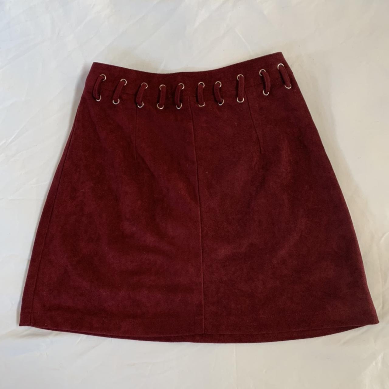 Velvet burgundy skirt Tag size 6 (fits like... - Depop