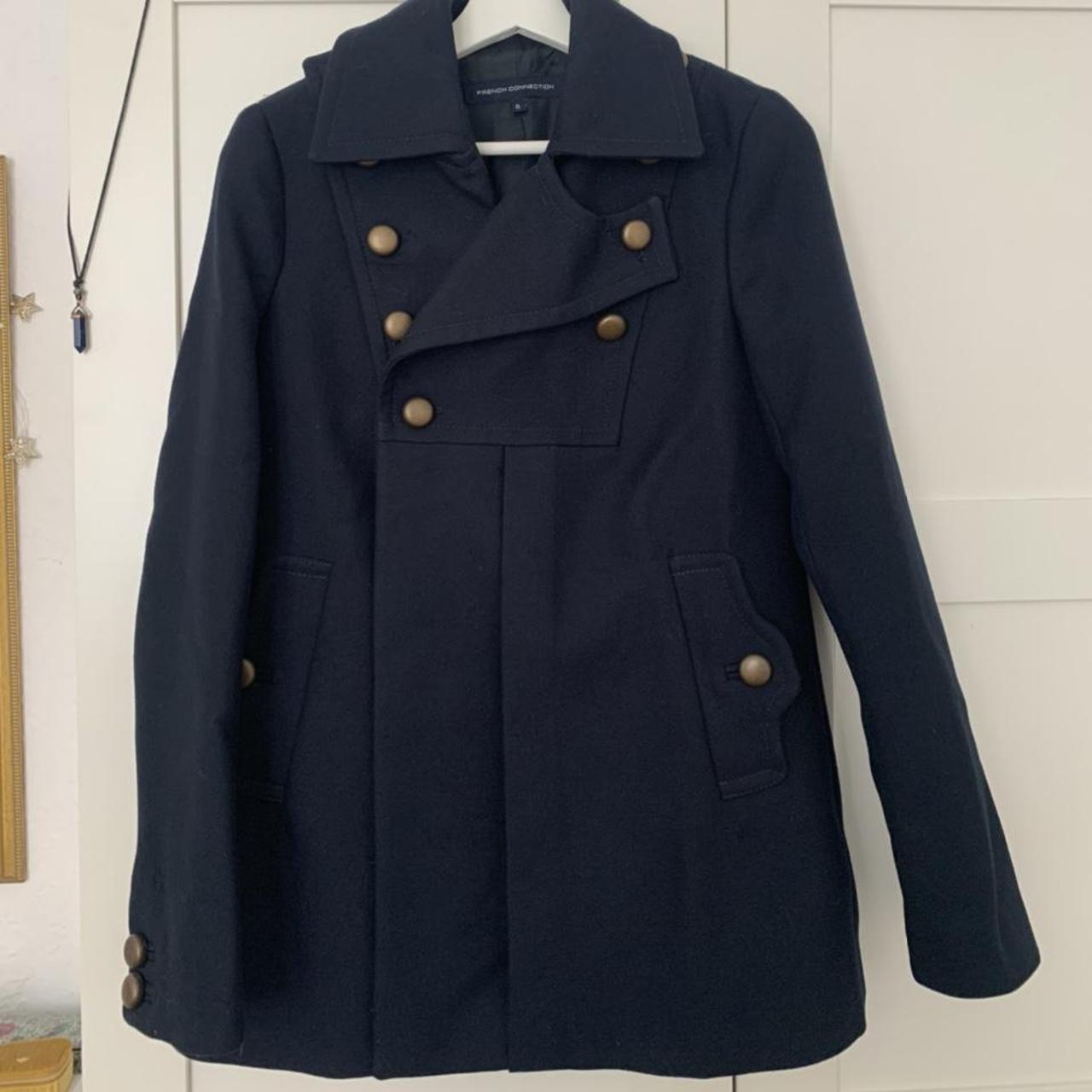 French Connection Women's Navy Coat | Depop