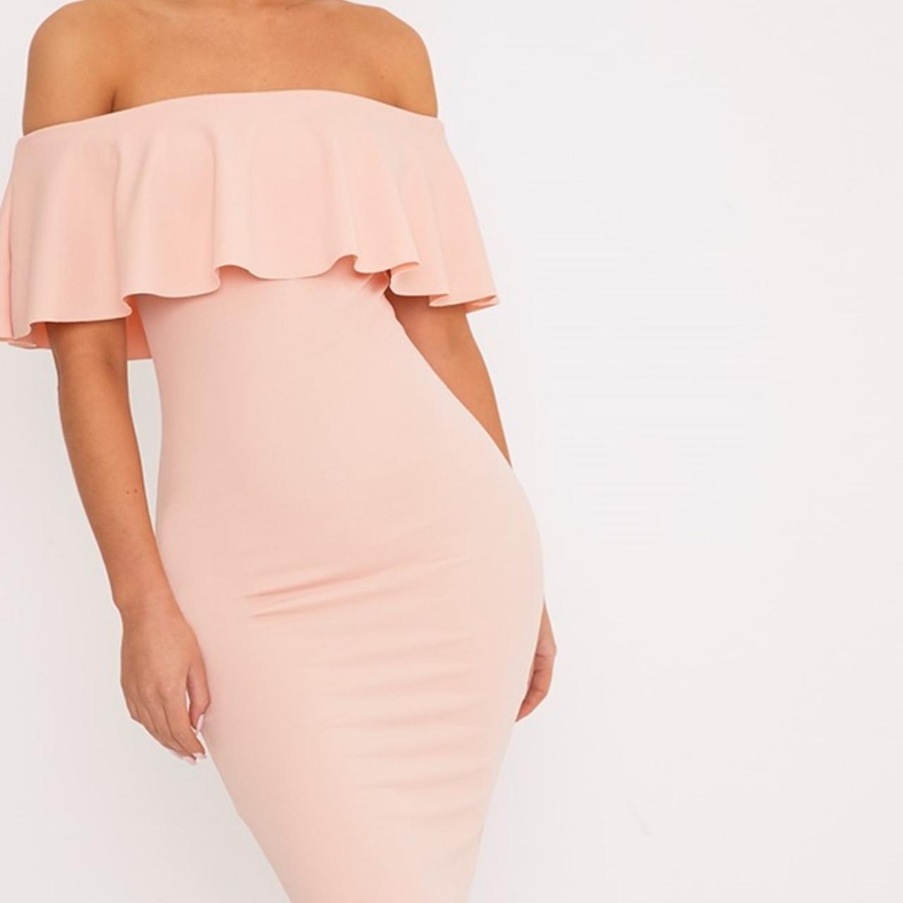 Celinea blush bardot sale frill midi dress