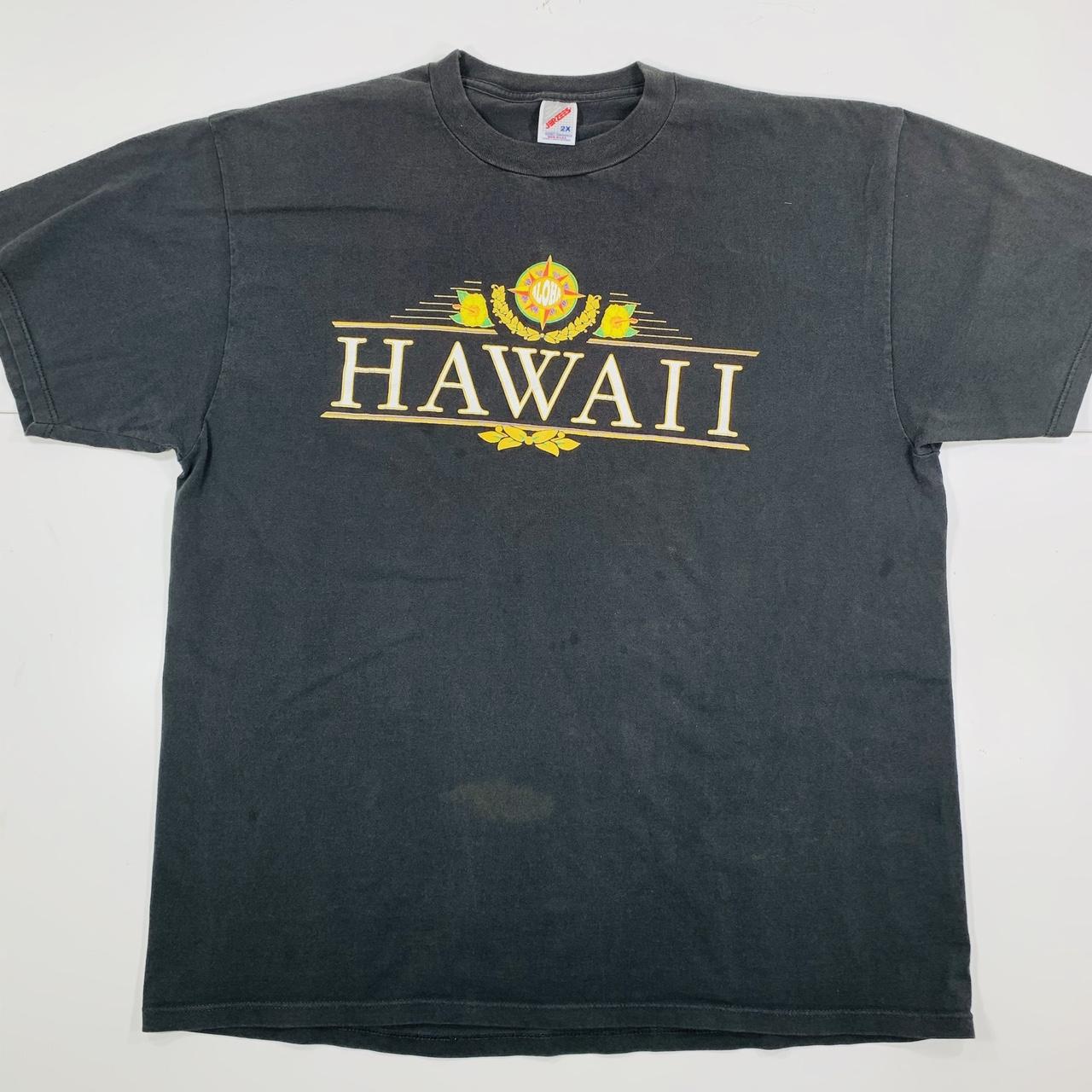 Vintage 90s Hawaii Aloha Nautical Star Black T-Shirt... - Depop