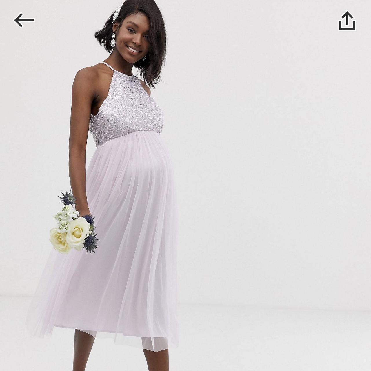 ASOS Maya sequin maternity lilac halter neck tulle. Depop