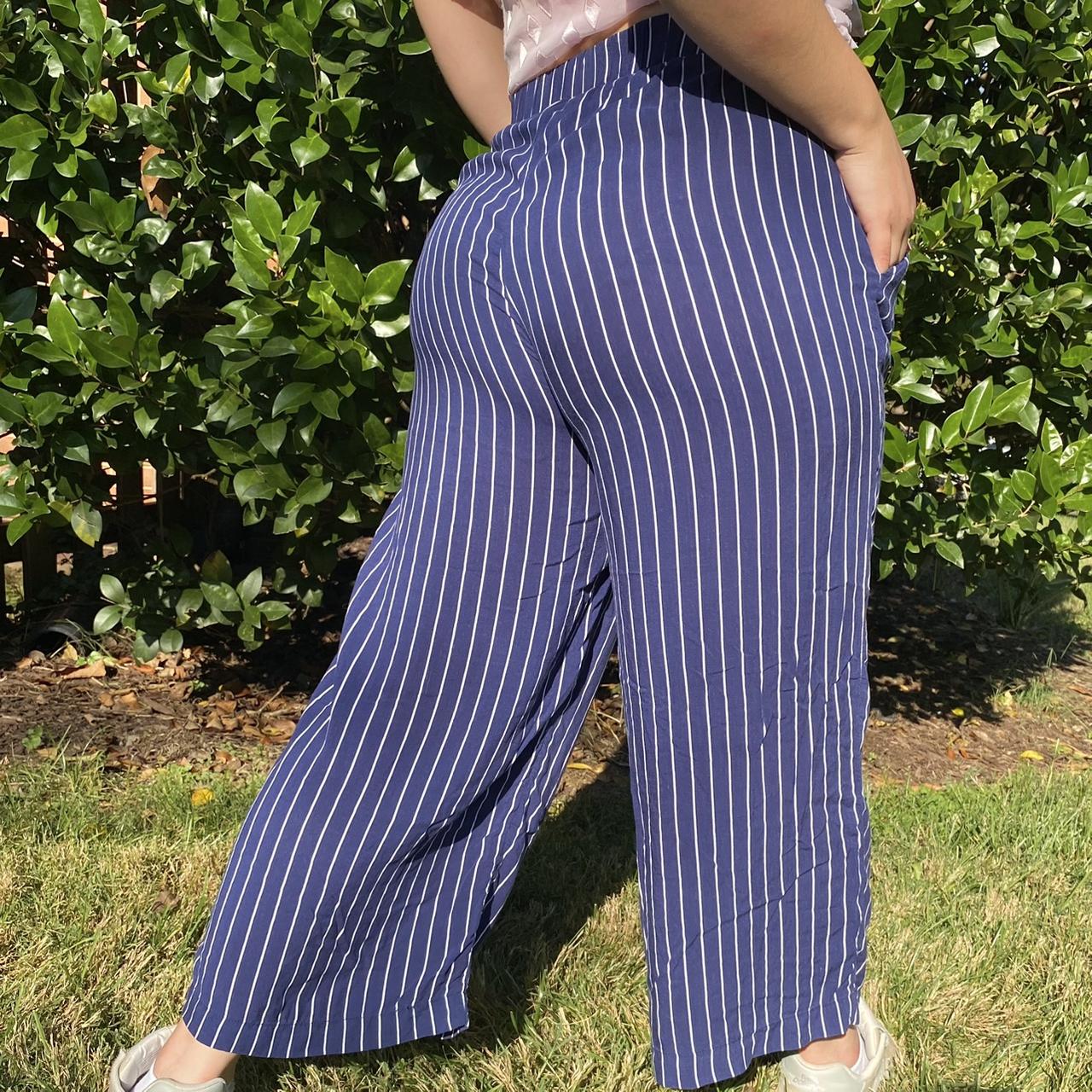 🫐stripped navy blue pants🫐 super comfy breezy... Depop