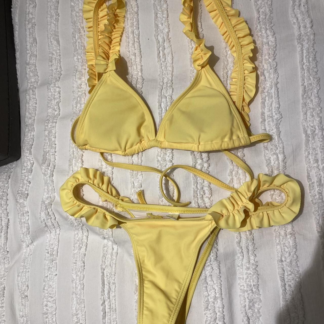 Yellow Mermaids swimwear ‘mali’ frilly triangle... - Depop