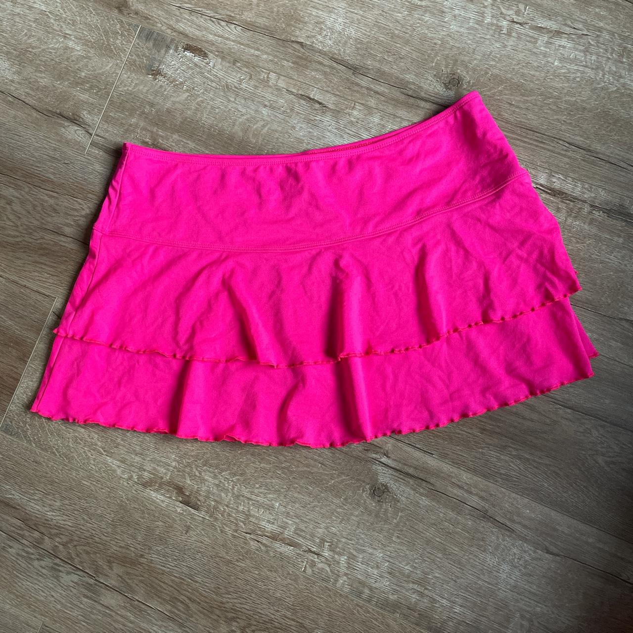 Y2k Body Glove neon pink ruffled mini skirt. No... - Depop